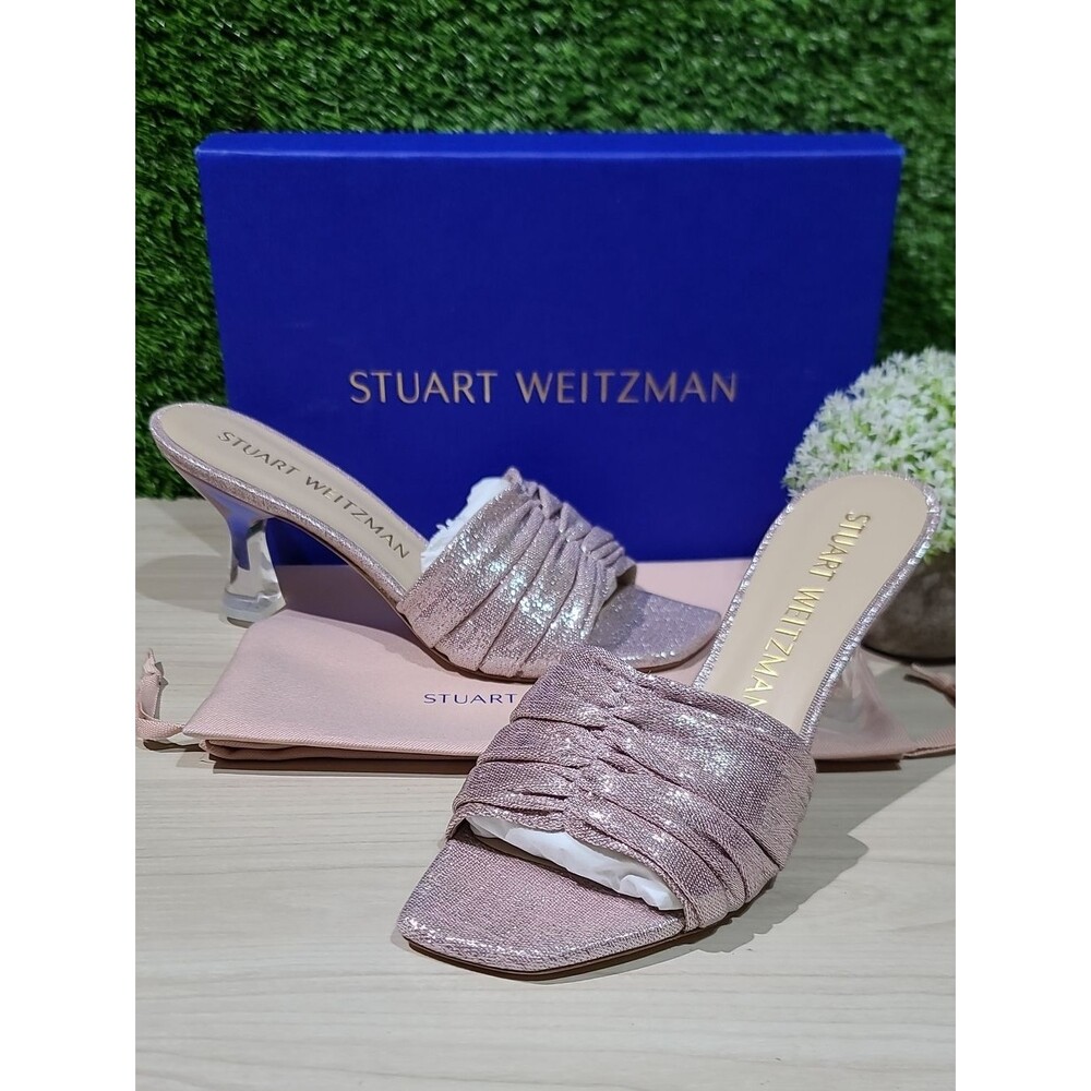 Stuart Weitzman Ruche 75 Slide Sandals / Poudre US Women's 9.5 NEW